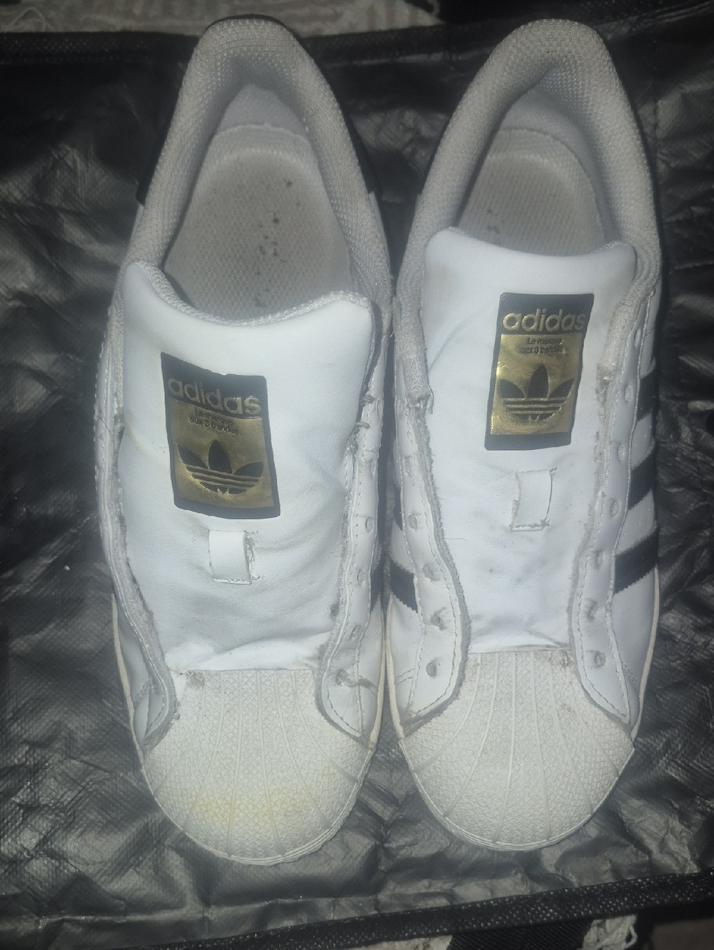 adidas White and Black Low-Top Sneakers with Trefoil Heel